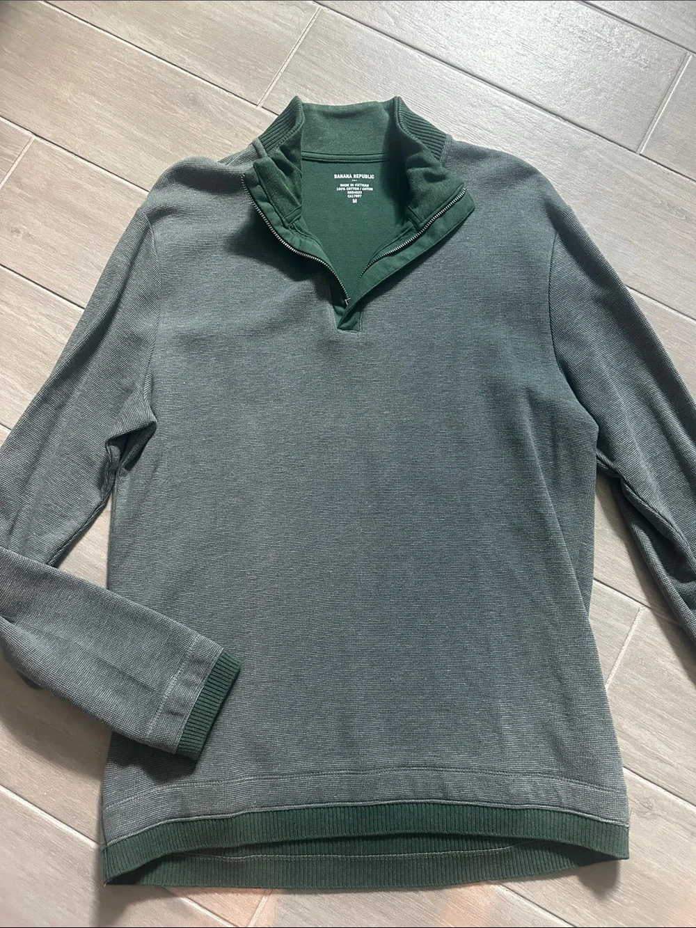 Banana Republic Men's Two-Tone Green Quarter-Zip Sweater